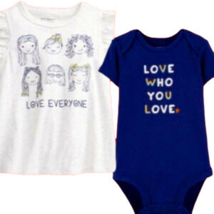 Carter's Neutral Pride 🌈 Love 💖 Bodysuit / Onsie NWT Girls 💘  Tee 24 Mth